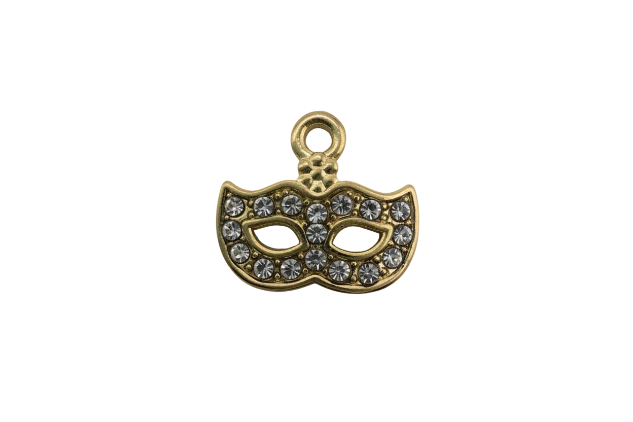 Gold masquerade mask with clear crystals