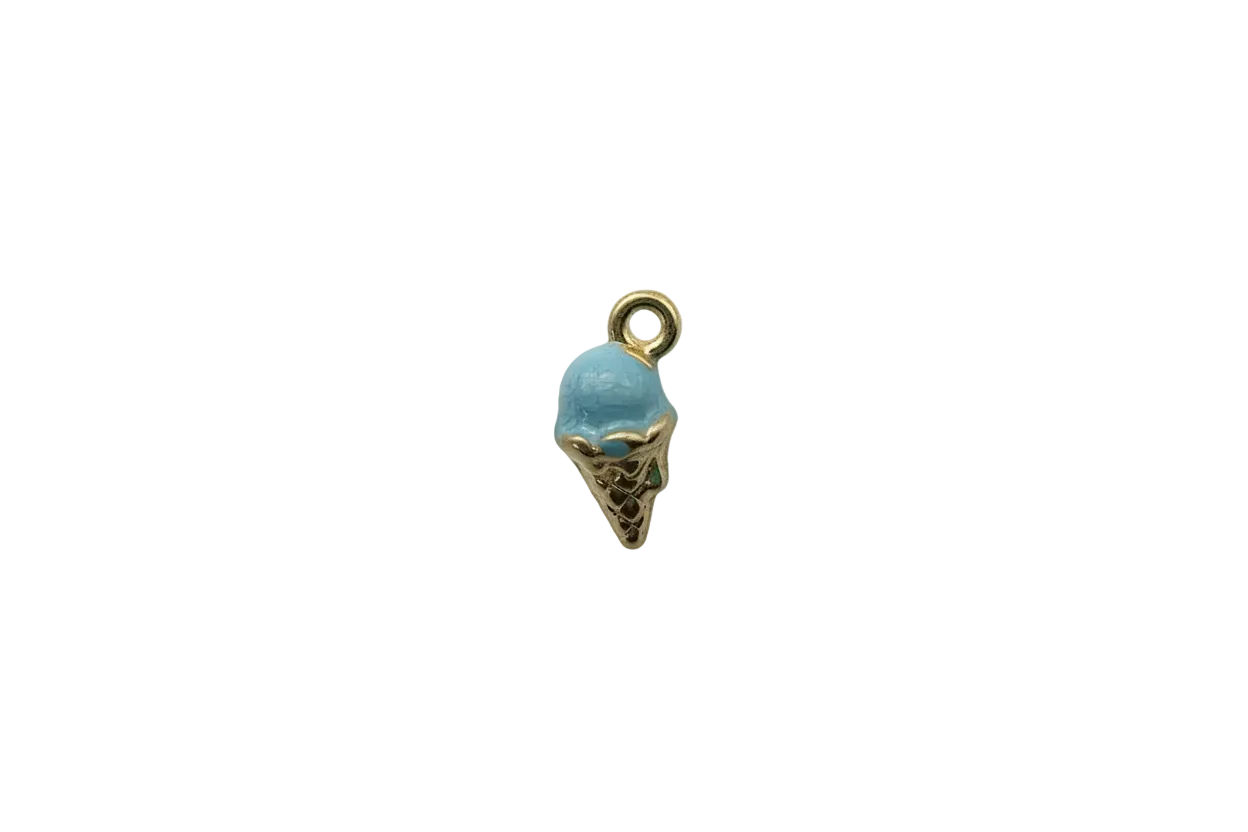 Gold ice cream cone with powder blue enamel scoop