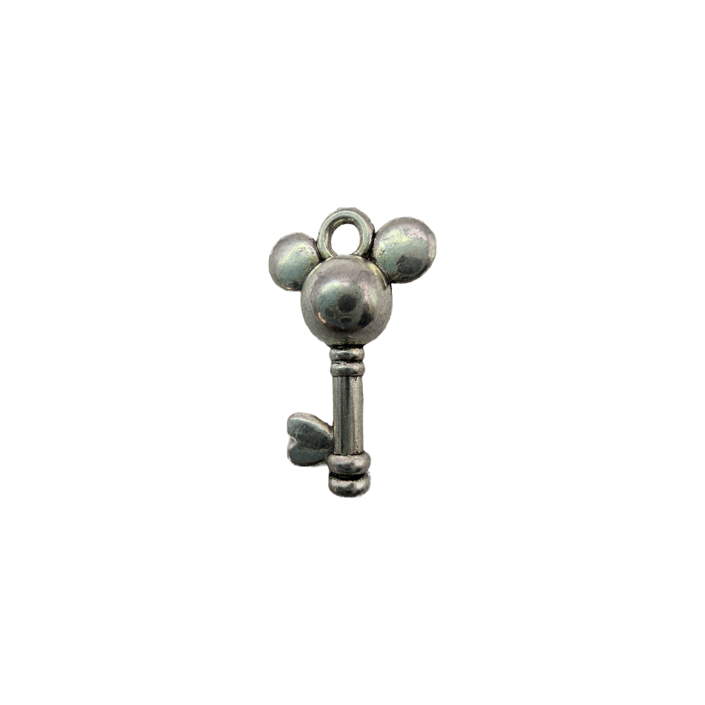 Polished silver mouse-ear key with rounded ears