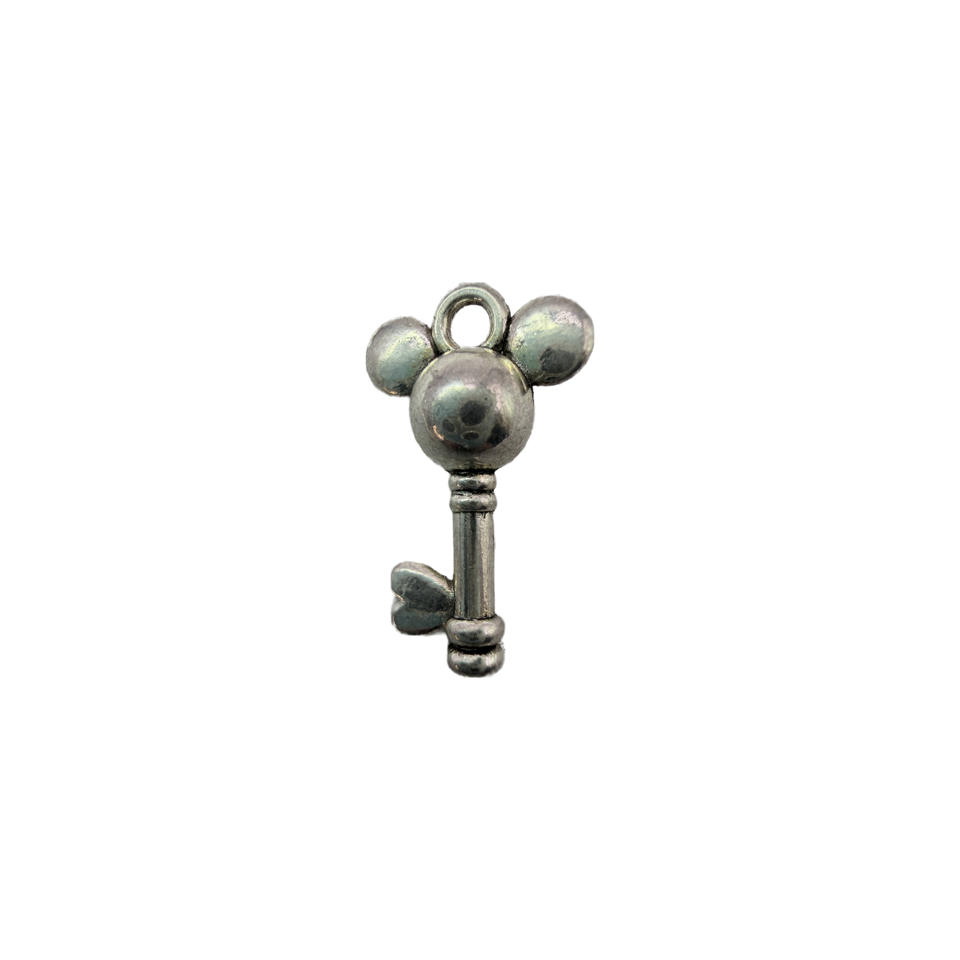 Polished silver mouse-ear key with rounded ears