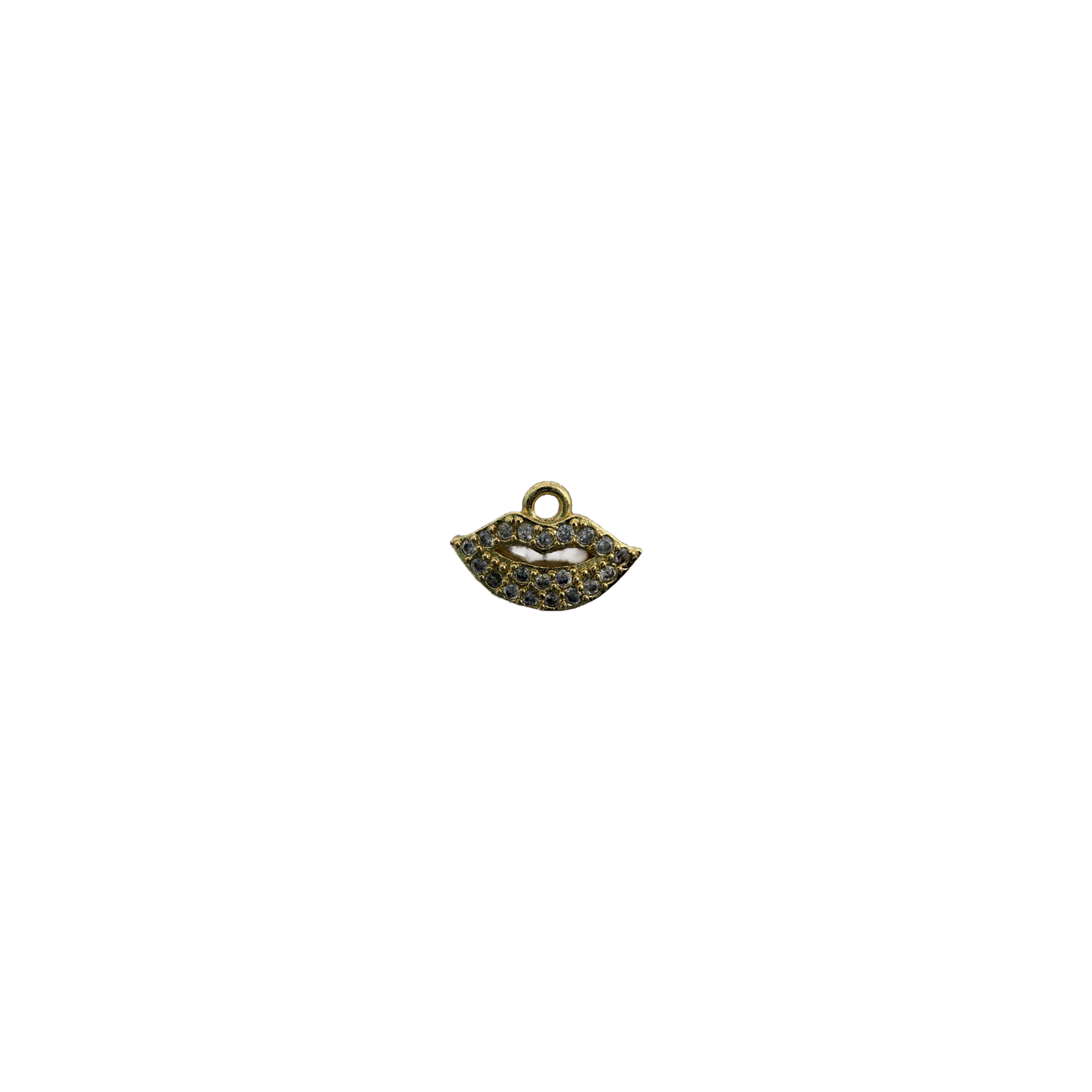 Gold lips with pavé clear crystals
