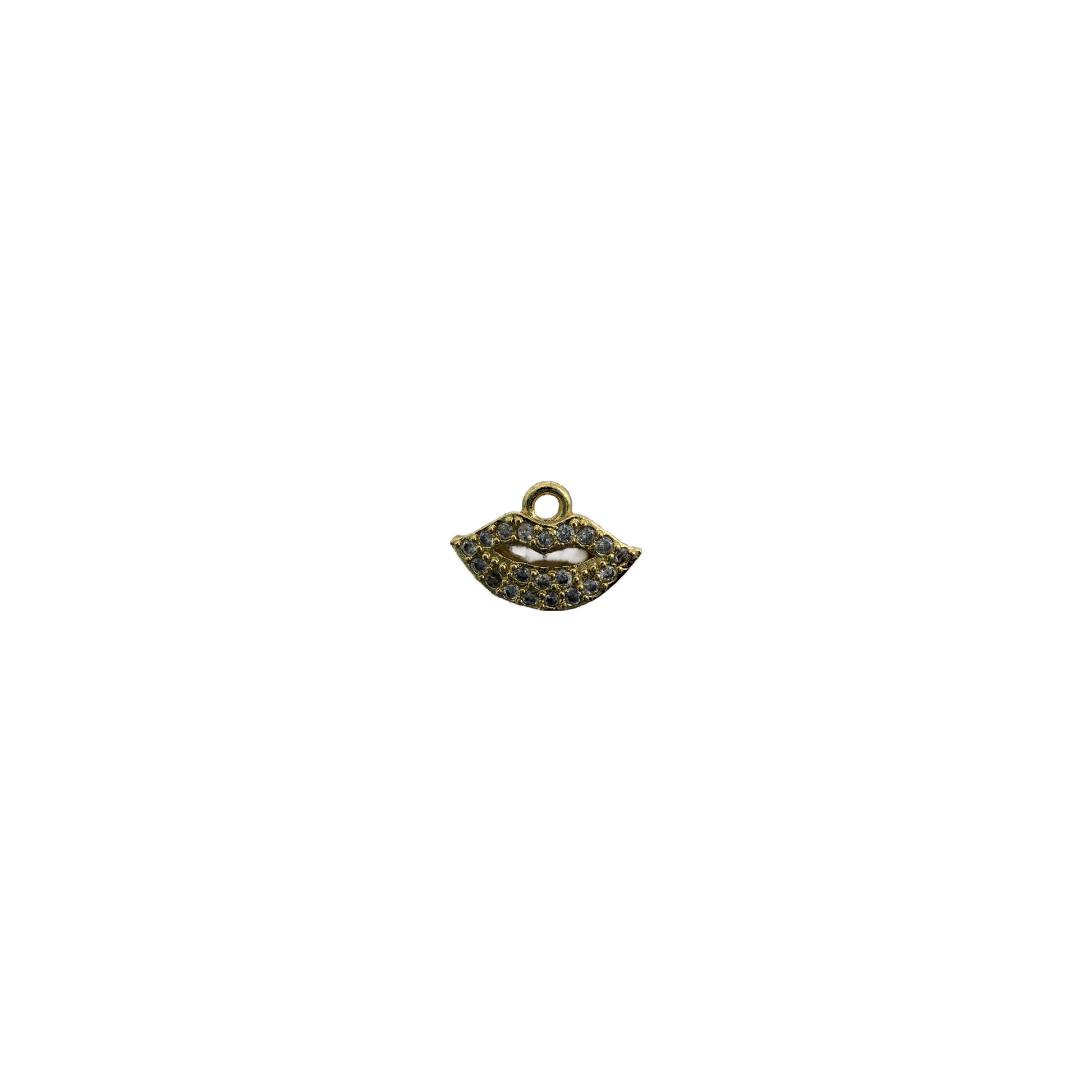 Gold lips with pavé clear crystals