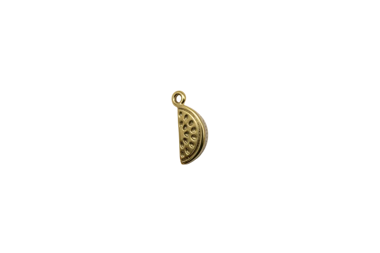 Gold half-moon pendant with clear pavé stones