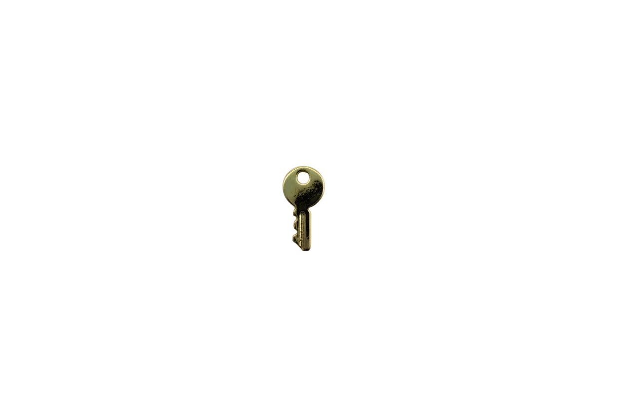 Gold key charm with round white marbled gem