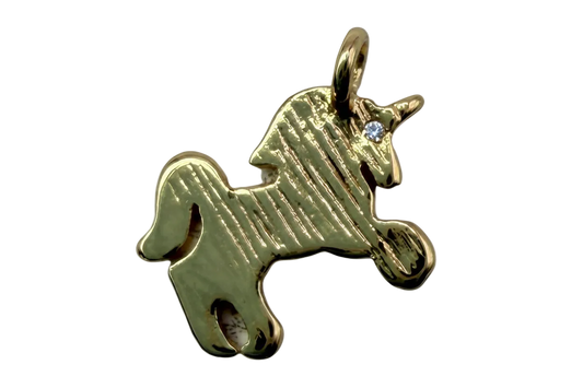 Textured gold airplane silhouette charm with polished finish