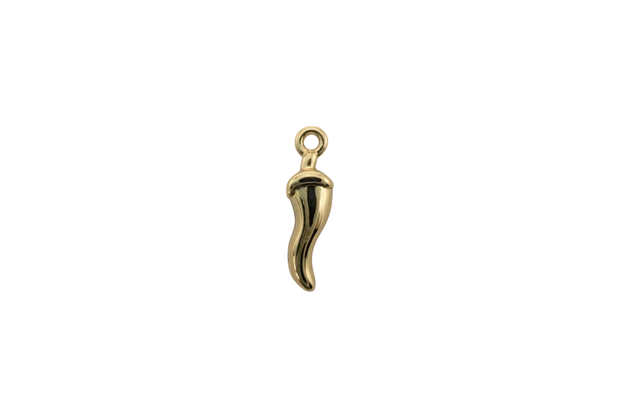 Polished gold curved horn talisman charm