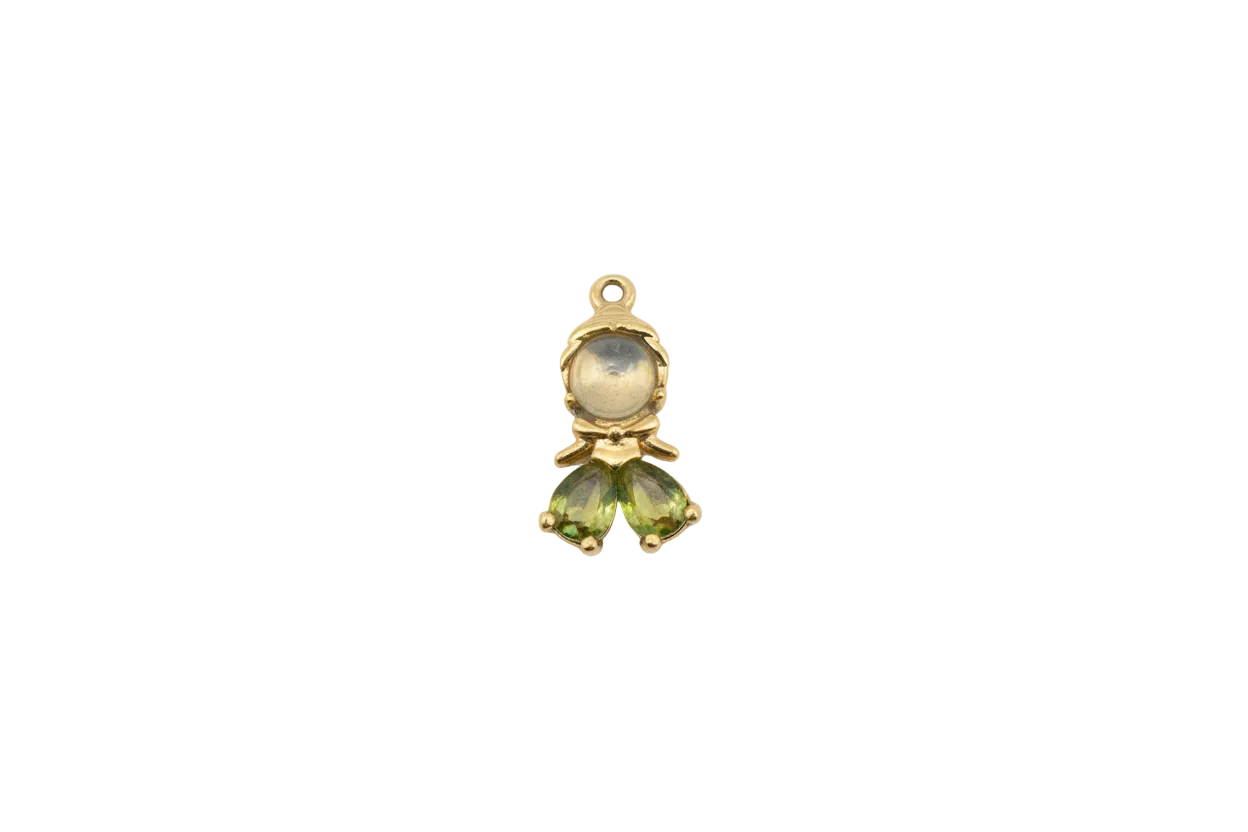Gold figure with clear crystal and twin yellow teardrop gems