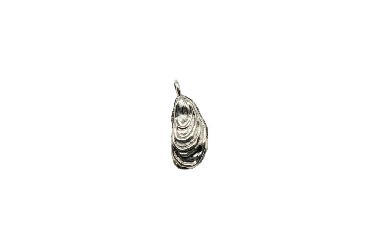 Silver rippled teardrop with layered contours