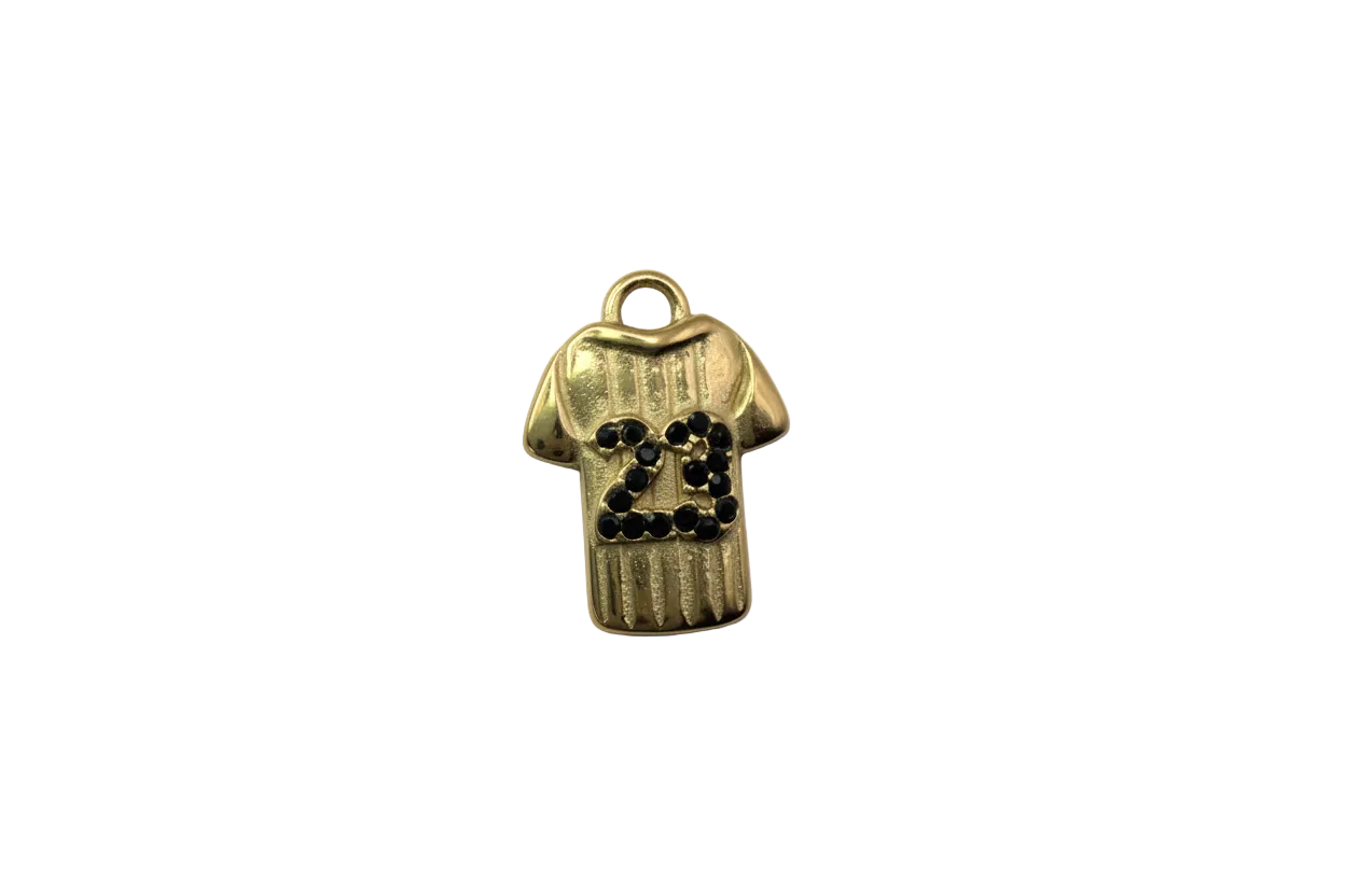 Gold jersey with black gem “23” detail