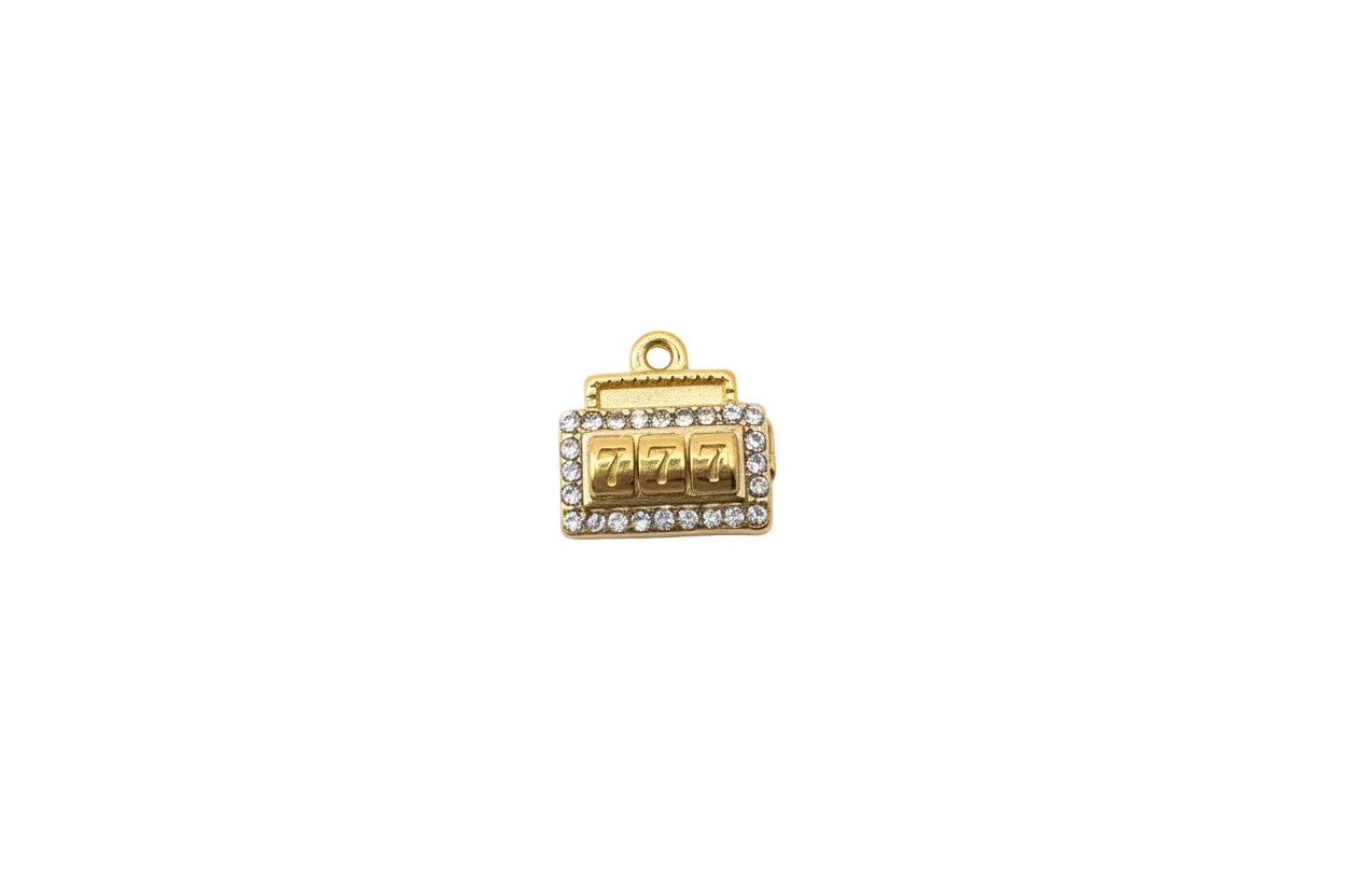 Gold 777 slot machine with clear crystal border