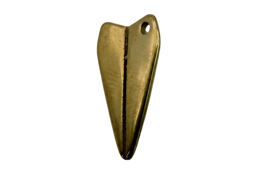Gold paper airplane with folded ridge detail and softly satin, lightly vintage finish