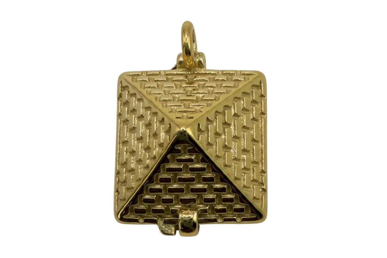 Gold envelope charm with woven texture and polished flap detail