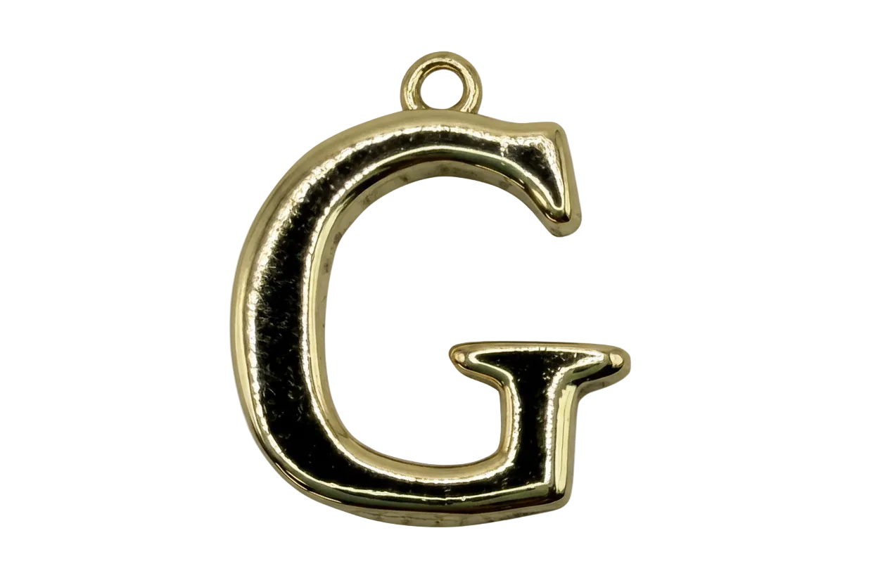 Polished gold letter G initial pendant with high-shine finish
