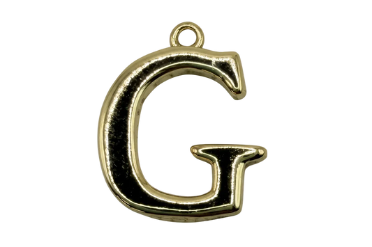 Polished gold letter G initial pendant with high-shine finish