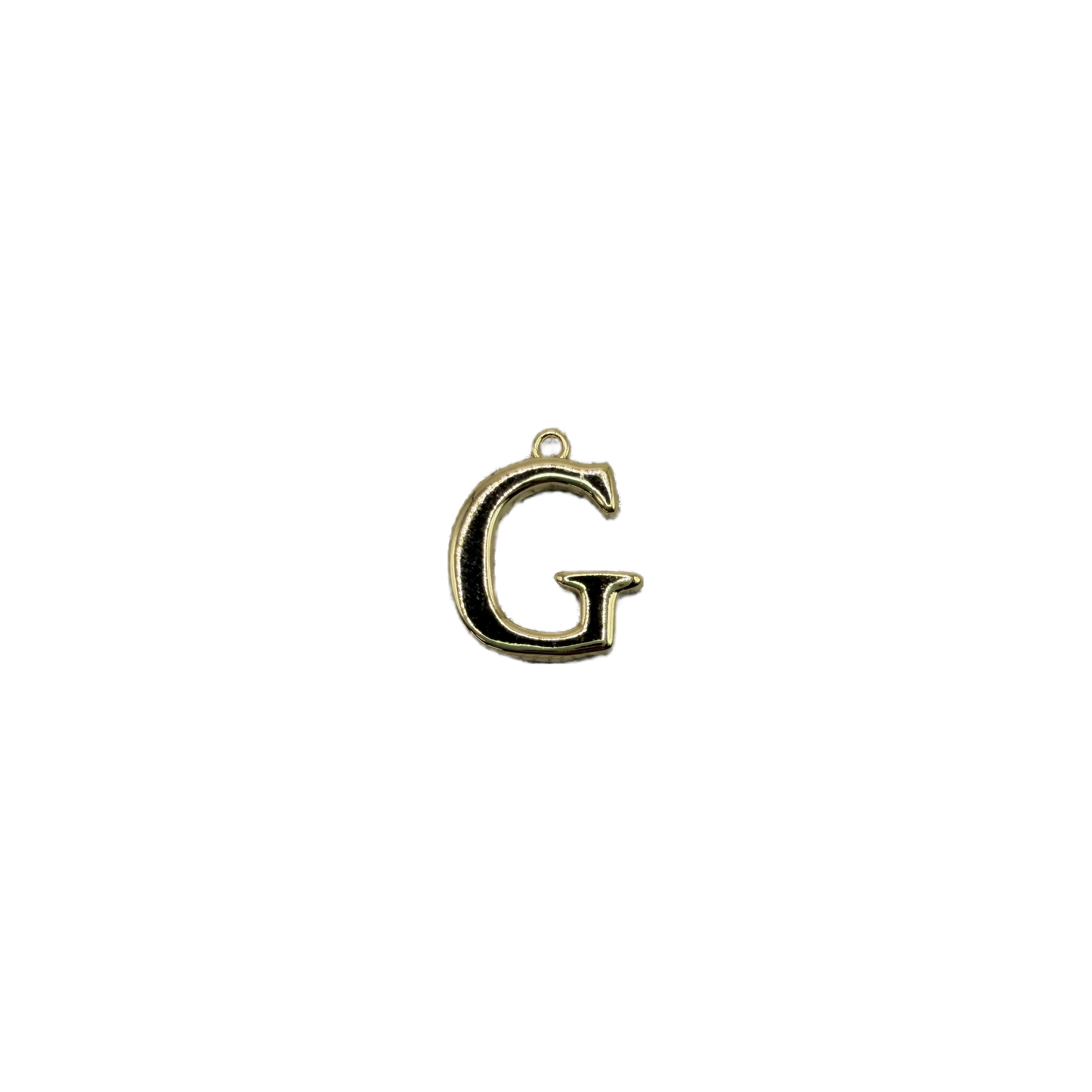 Gold letter G initial pendant, high-shine