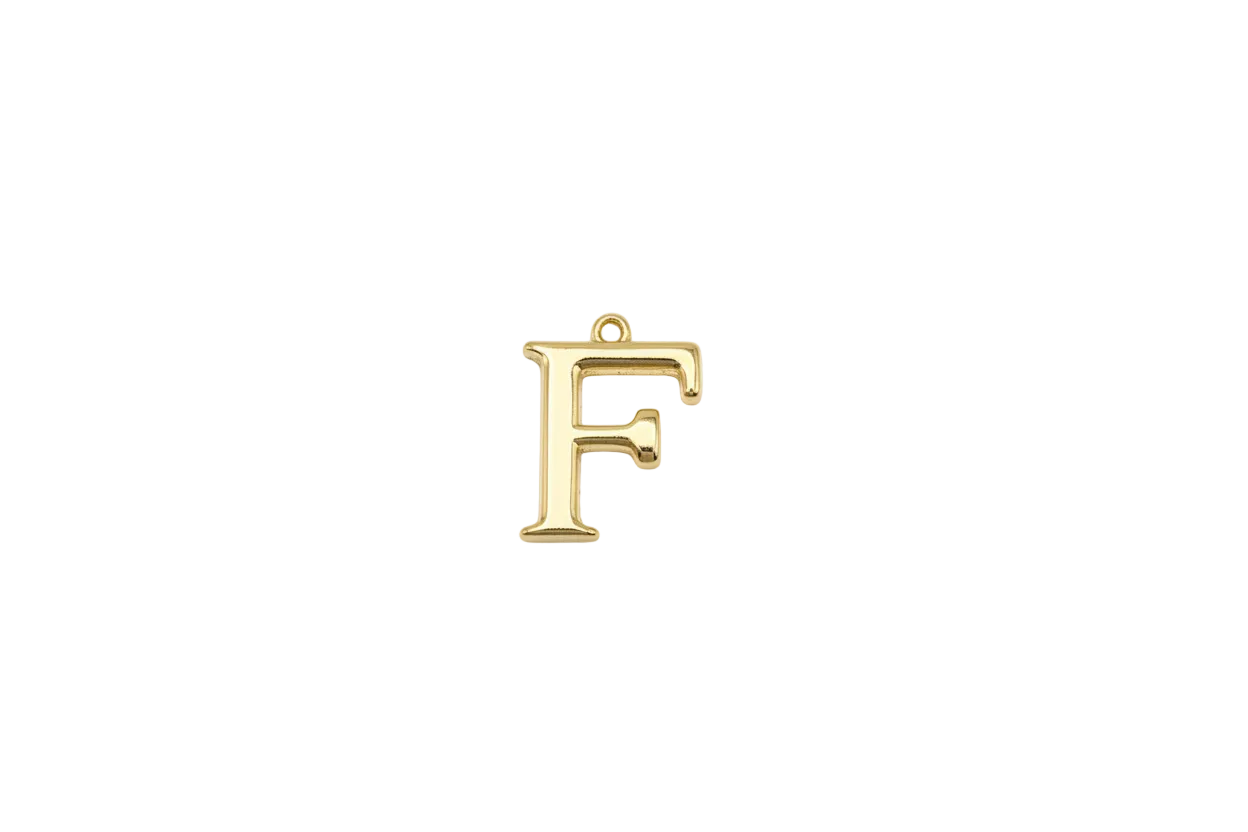 Polished gold letter F initial pendant