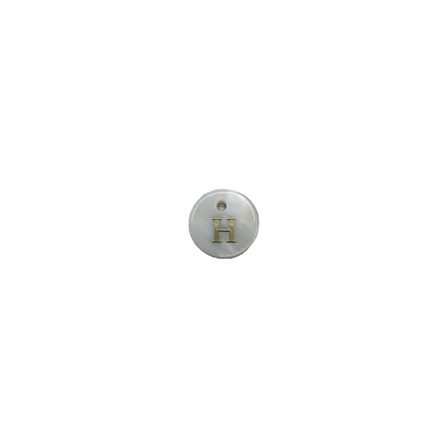 White disc with gold letter H