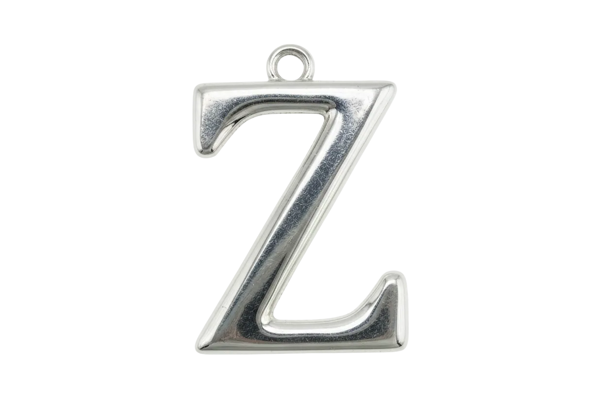 High-polish silver letter Z initial pendant with rounded edges