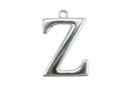 High-polish silver letter Z initial pendant with rounded edges