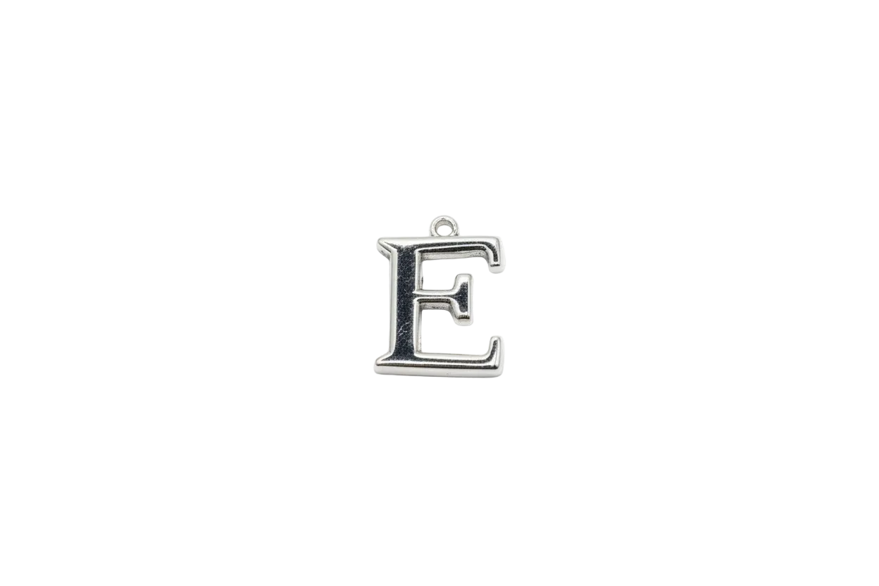 Polished silver-tone letter E initial pendant