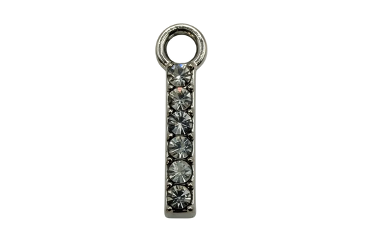 Silver-tone pavé crystal bar charm with six clear round stones