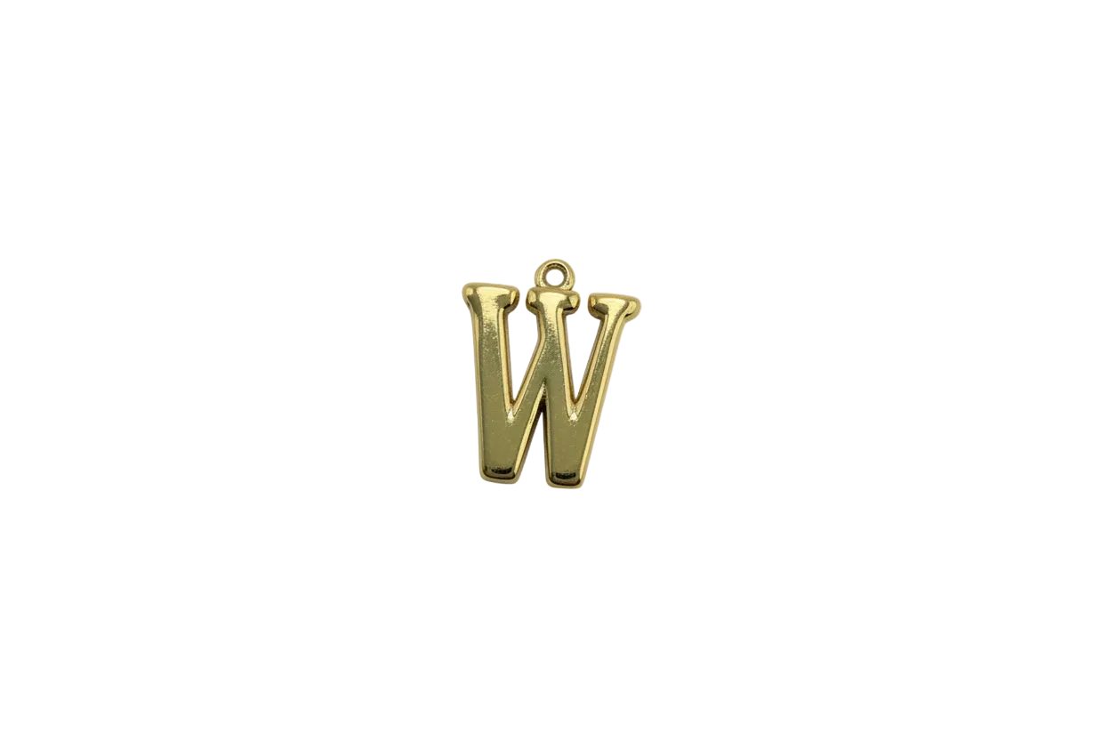 High-polish gold letter W initial