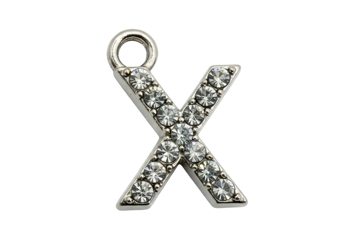 Silver-tone letter X charm with pavé clear crystals