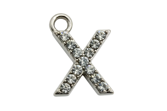 Silver-tone letter X charm with pavé clear crystals