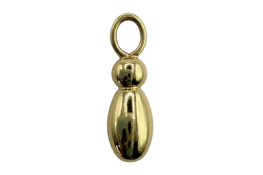 Polished gold double-bead drop with smooth rounded silhouette
