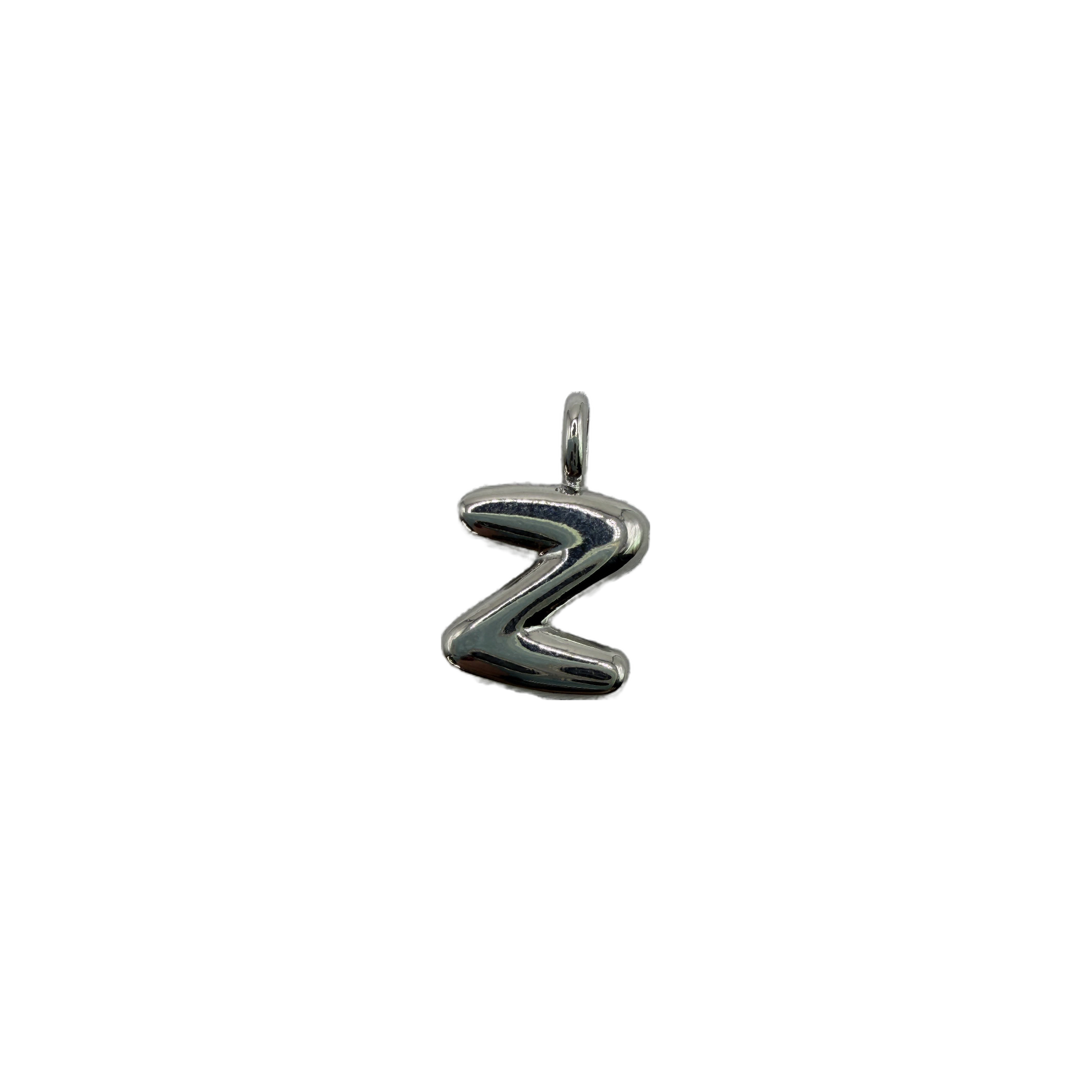 Polished silver puffy letter Z initial charm