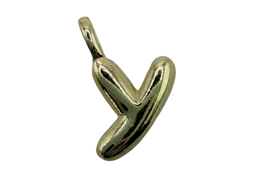 High-polish gold puffed heart charm with rounded, sculptural silhouette