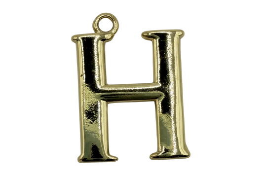 Polished gold letter H initial charm with glossy finish