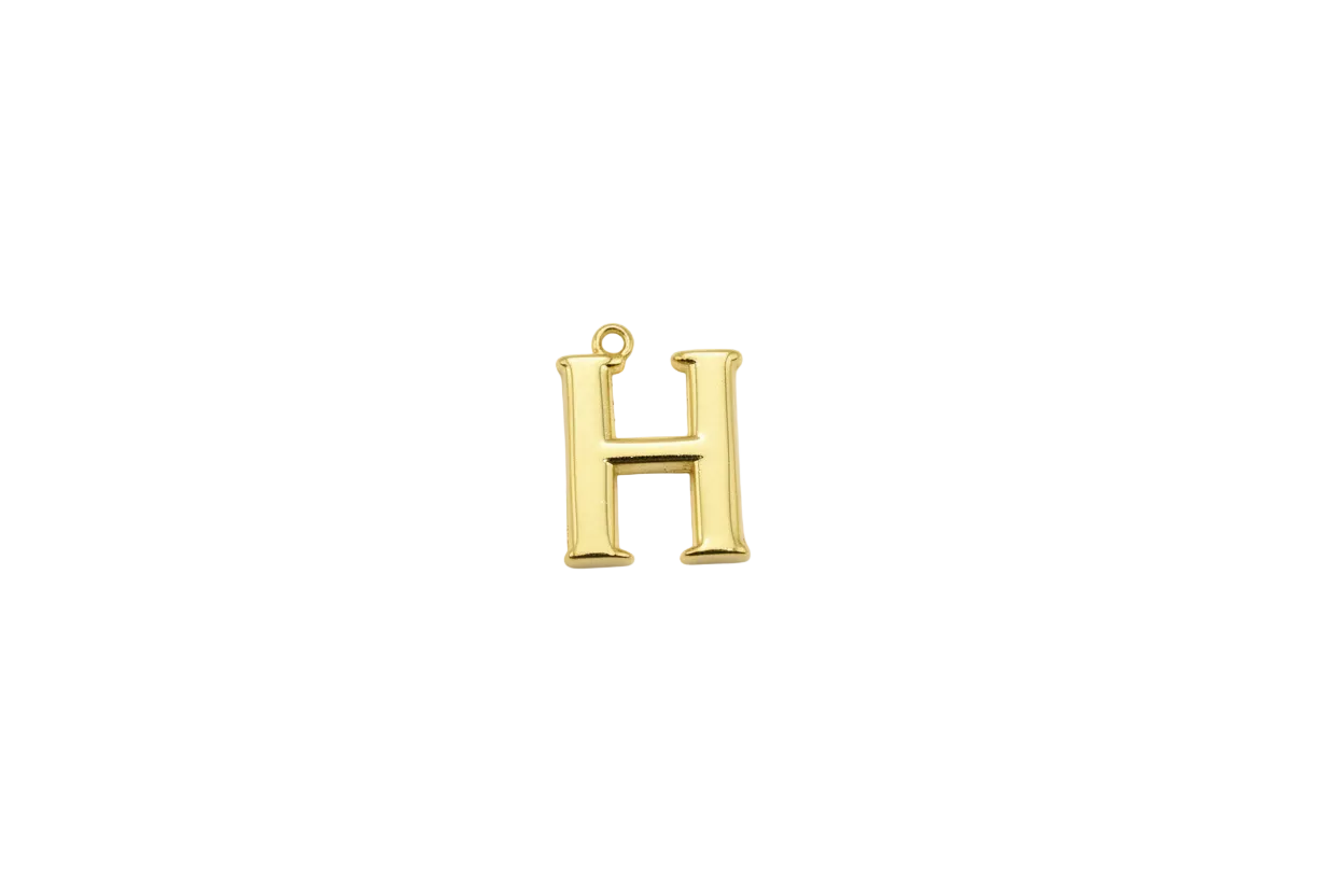 Polished gold letter H initial charm