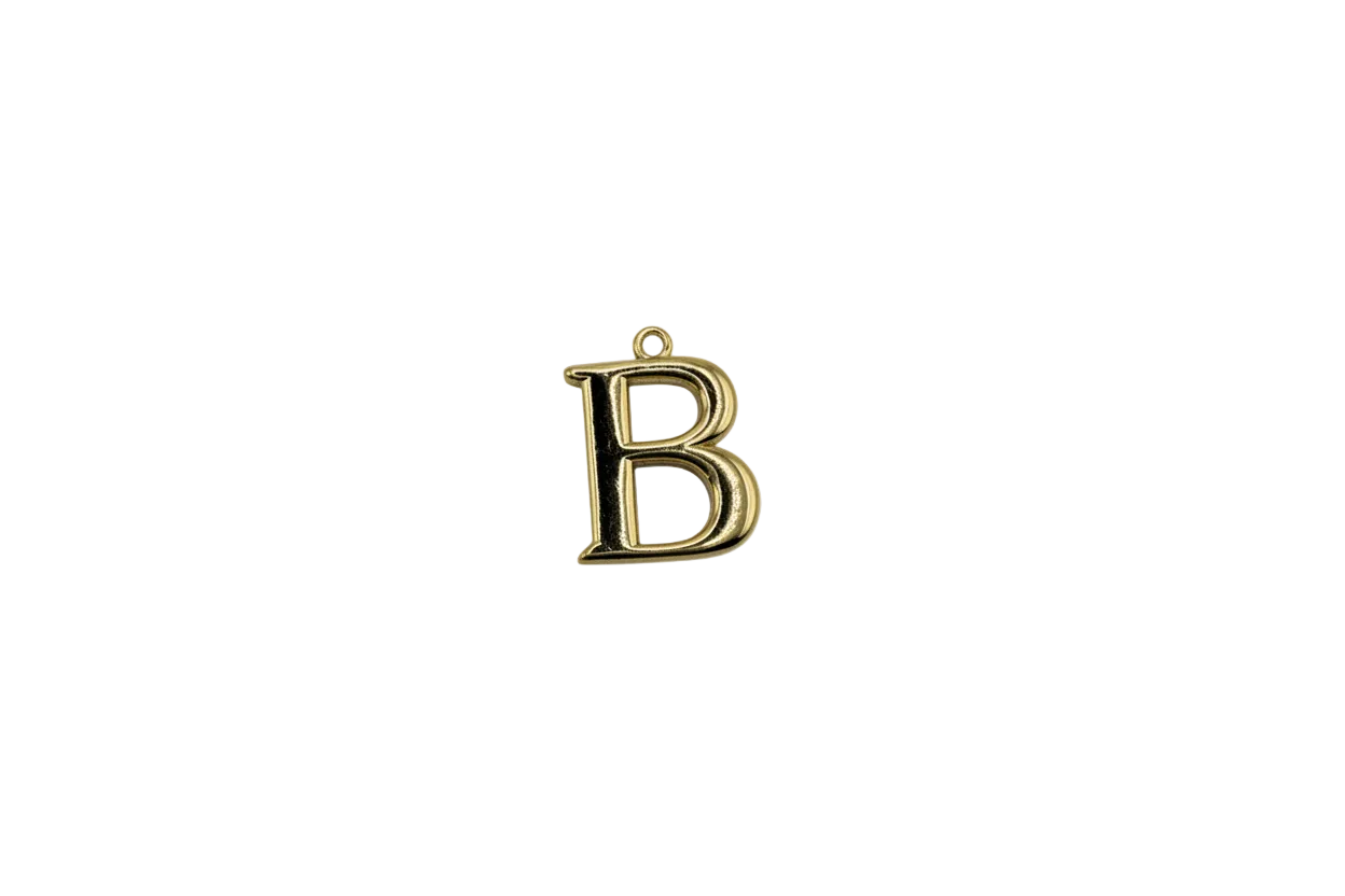 Polished gold letter B initial charm
