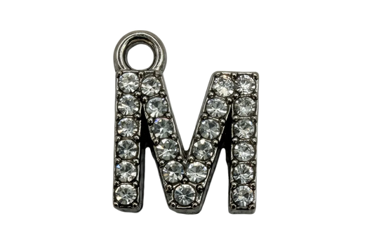 Silver-tone pavé letter M charm with clear crystal accents
