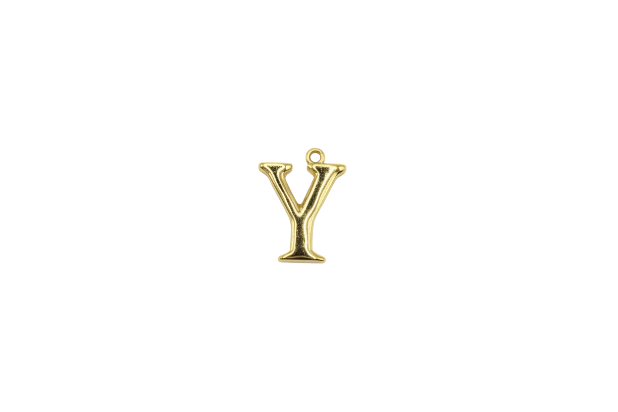 Polished gold letter Y initial charm
