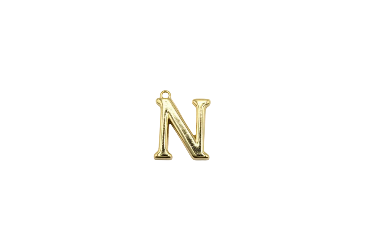Polished gold letter N initial