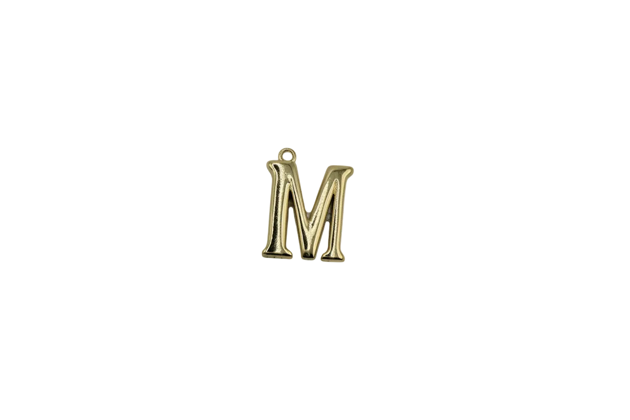 Polished gold letter M pendant