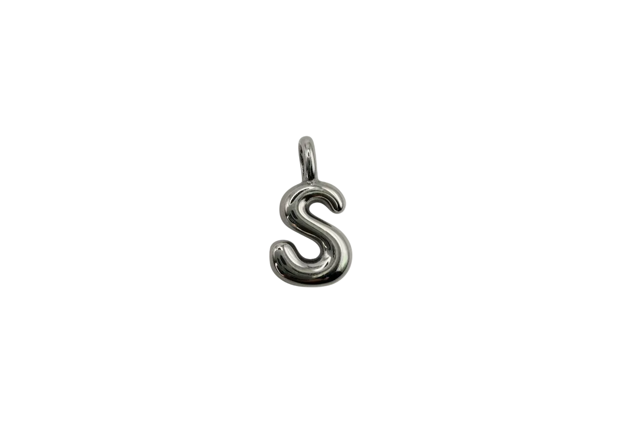 Polished silver letter S initial