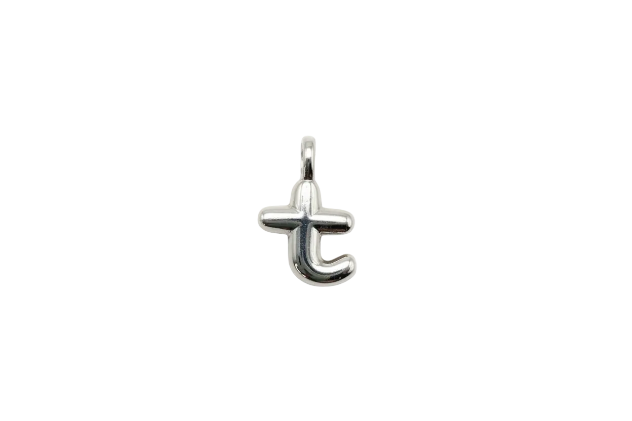 Polished silver lowercase letter t initial