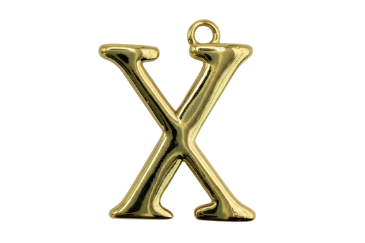 Polished gold letter X charm with high-shine finish