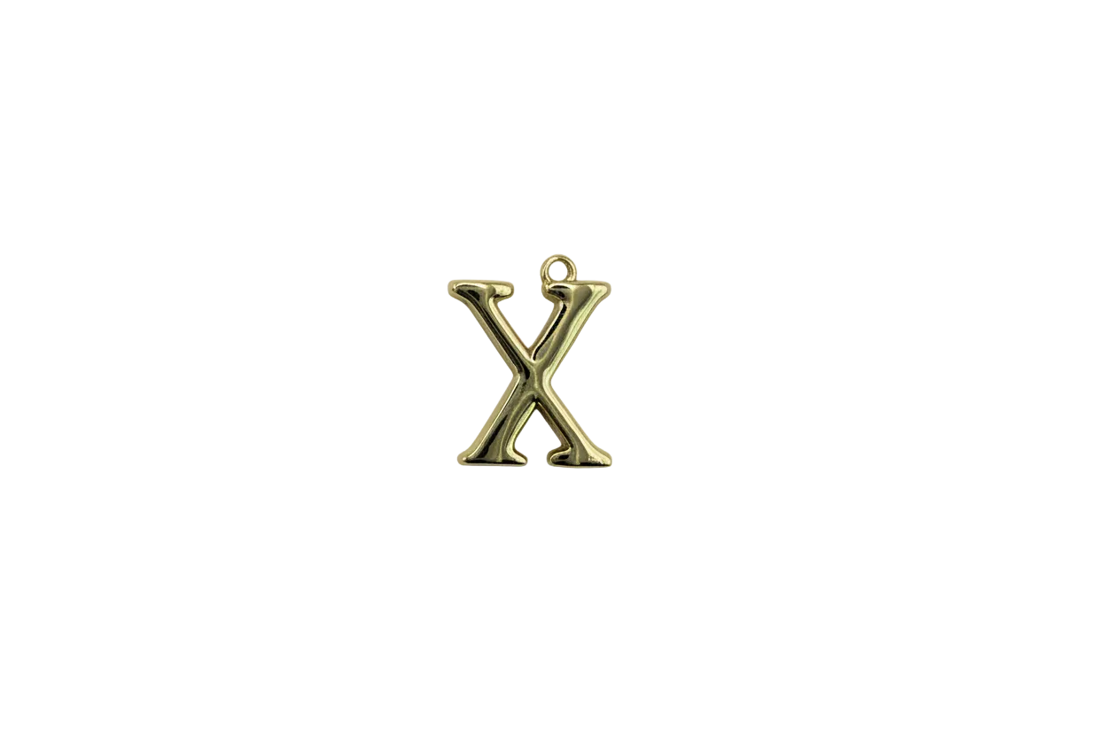 Polished gold letter X charm