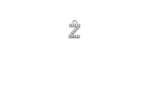 Silver pavé letter Z initial pendant with clear crystals