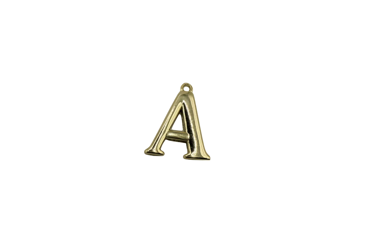 High-polish gold uppercase letter A initial