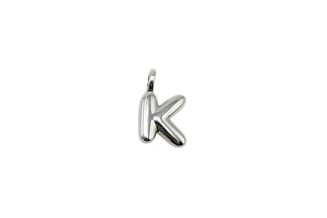 Polished silver letter K pendant