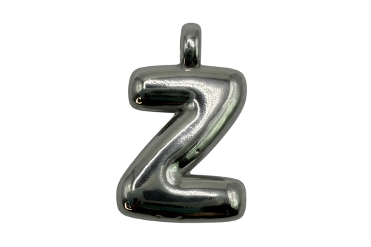 Mirror-polished silver puffy number 2 charm with rounded balloon-like shape