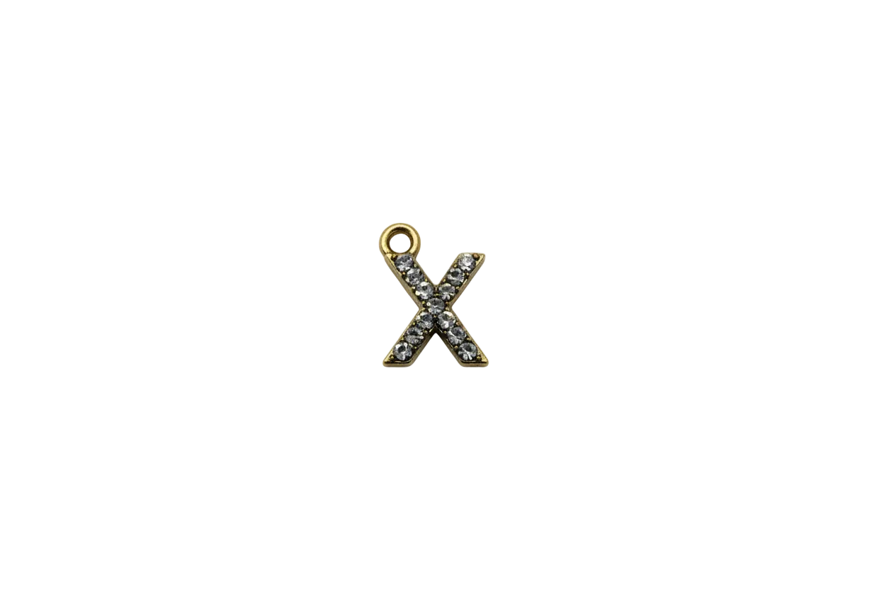 Gold pavé crystal letter X