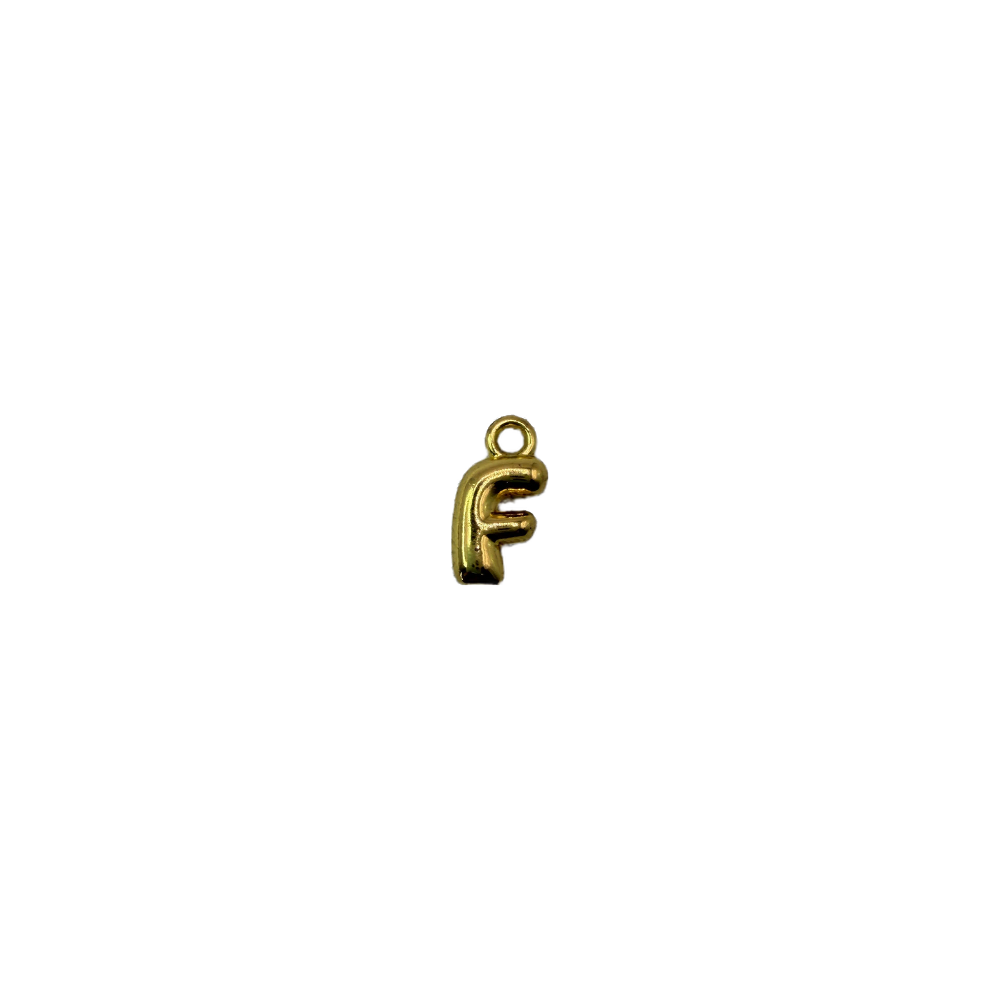 Gold puffy balloon letter F charm