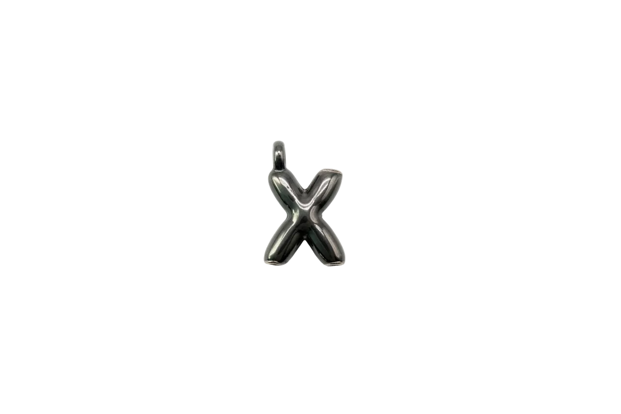 High-polish silver balloon letter X