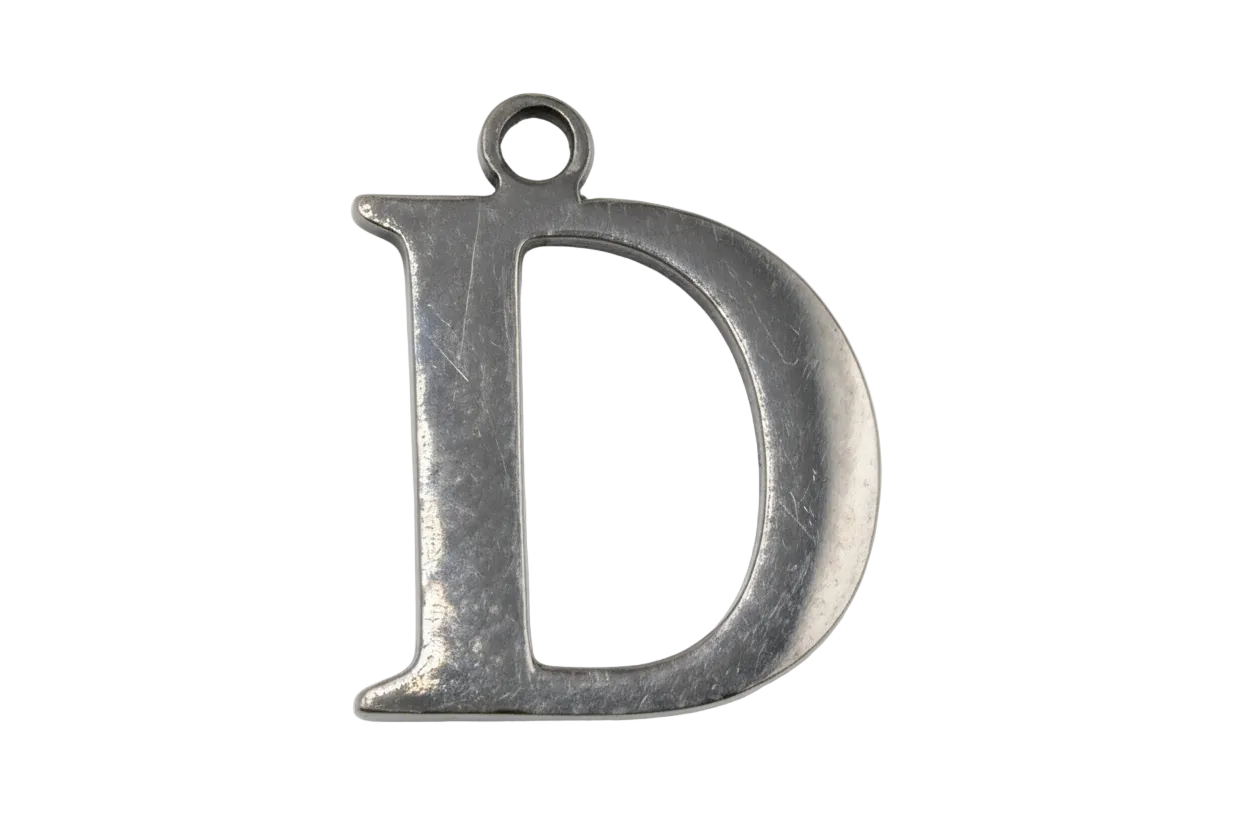Polished silver-tone serif letter B pendant with smooth curved bowl and top loop